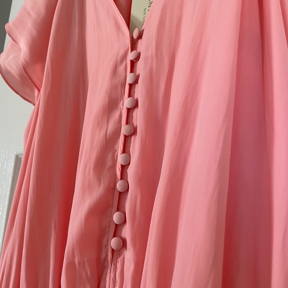 Ramy Brook Lana Pink Elastic Waist Ruffle Button Dress NWT Size Medium - Picture 5 of 12